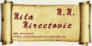 Mila Mirčetović vizit kartica